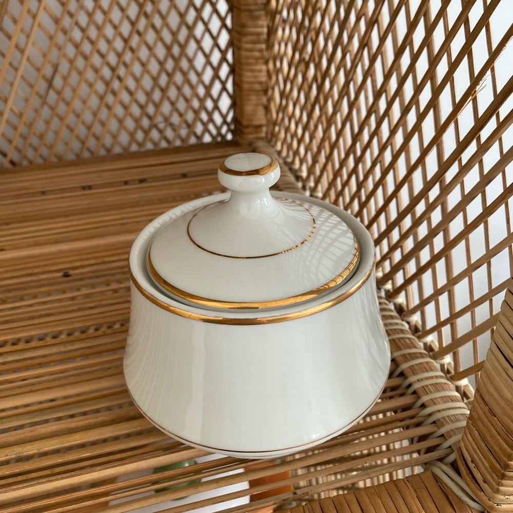 Royal limited golden ivory sugar bowl with lid